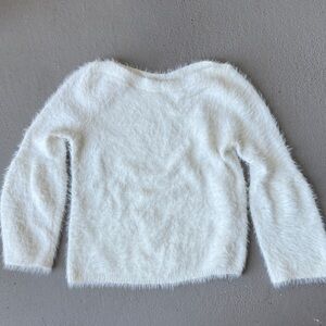 LC Lauren Conrad Cream Fuzzy Scoop-Neck Sweater